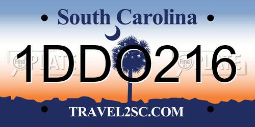1DDO216 South Carolina License Plate