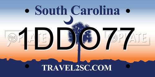 1DDO77 South Carolina License Plate