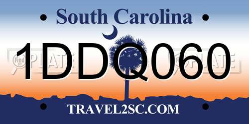 1DDQ060 South Carolina License Plate