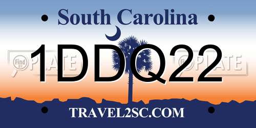 1DDQ22 South Carolina License Plate