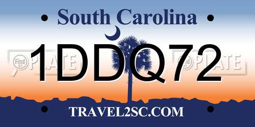 1DDQ72 South Carolina License Plate