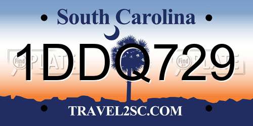 1DDQ729 South Carolina License Plate