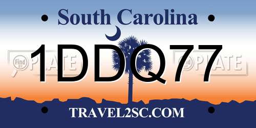1DDQ77 South Carolina License Plate