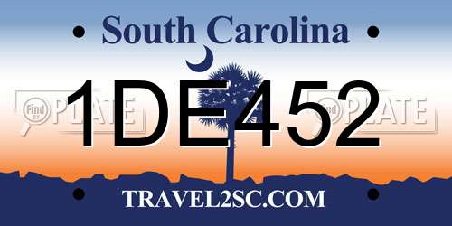 1DE452 South Carolina License Plate