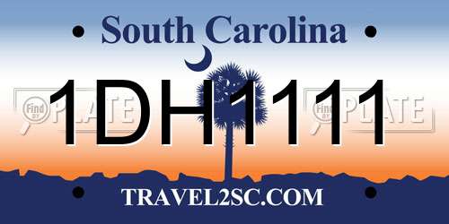 1DH1111 South Carolina License Plate