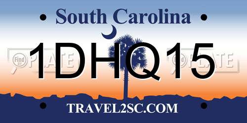 1DHQ15 South Carolina License Plate