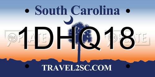 1DHQ18 South Carolina License Plate