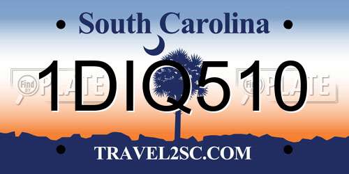 1DIQ510 South Carolina License Plate
