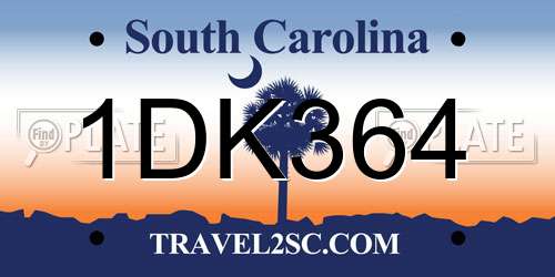 1DK364 South Carolina License Plate