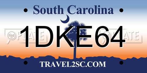 1DKE64 South Carolina License Plate