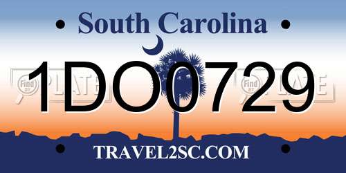 1DO0729 South Carolina License Plate
