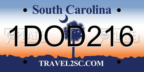 1DOD216 South Carolina License Plate