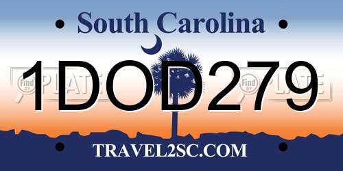 1DOD279 South Carolina License Plate