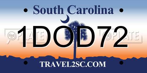 1DOD72 South Carolina License Plate