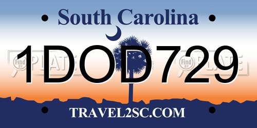 1DOD729 South Carolina License Plate
