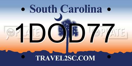 1DOD77 South Carolina License Plate