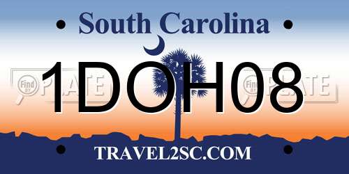 1DOH08 South Carolina License Plate