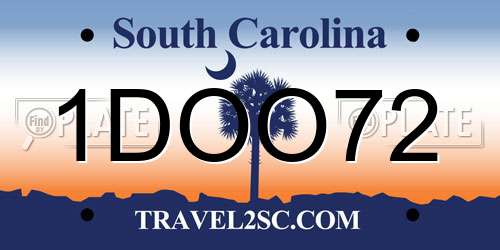 1DOO72 South Carolina License Plate