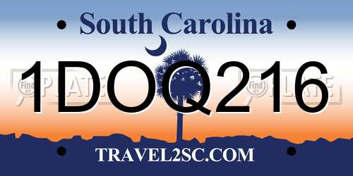 1DOQ216 South Carolina License Plate