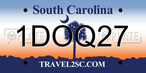 1DOQ27 South Carolina License Plate