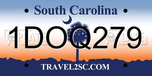 1DOQ279 South Carolina License Plate