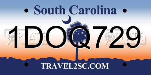 1DOQ729 South Carolina License Plate