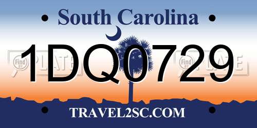 1DQ0729 South Carolina License Plate