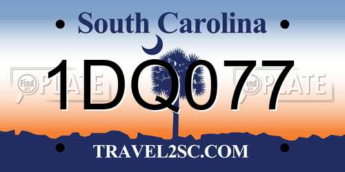1DQ077 South Carolina License Plate