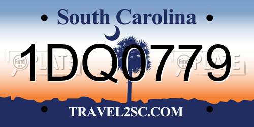 1DQ0779 South Carolina License Plate