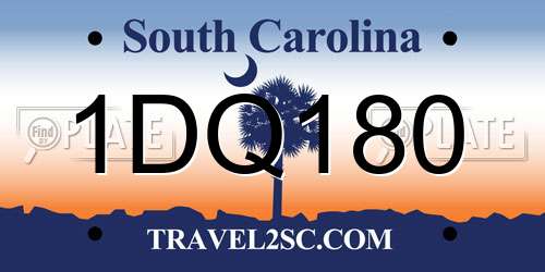 1DQ180 South Carolina License Plate