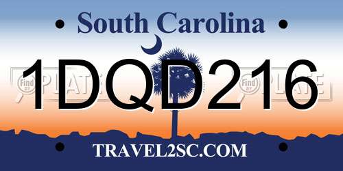 1DQD216 South Carolina License Plate