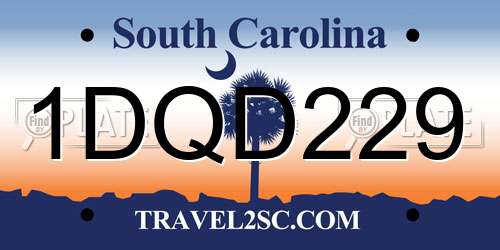 1DQD229 South Carolina License Plate
