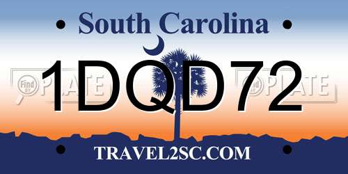 1DQD72 South Carolina License Plate