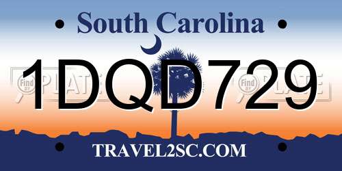 1DQD729 South Carolina License Plate