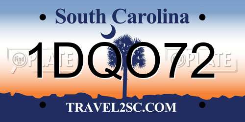 1DQO72 South Carolina License Plate