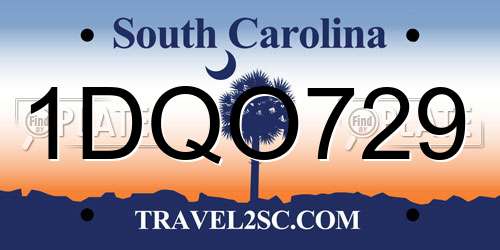 1DQO729 South Carolina License Plate