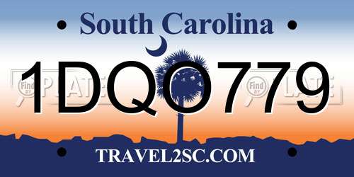1DQO779 South Carolina License Plate