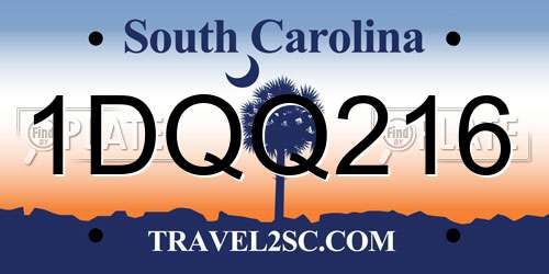 1DQQ216 South Carolina License Plate