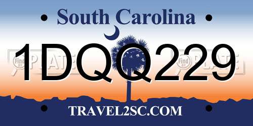1DQQ229 South Carolina License Plate