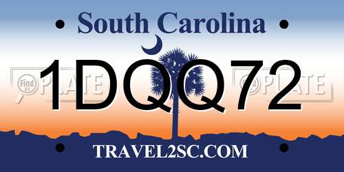 1DQQ72 South Carolina License Plate