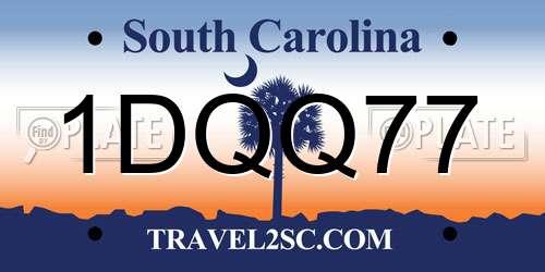1DQQ77 South Carolina License Plate