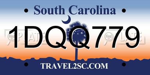 1DQQ779 South Carolina License Plate