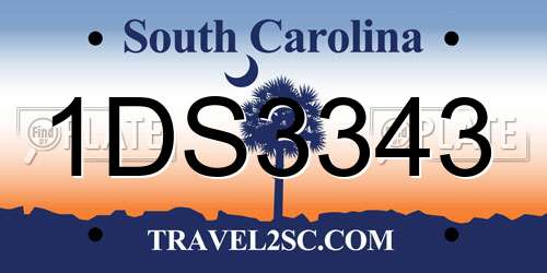 1DS3343 South Carolina License Plate