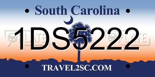 1DS5222 South Carolina License Plate
