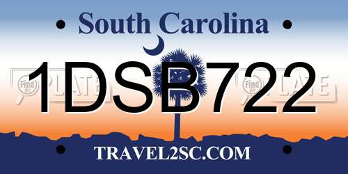 1DSB722 South Carolina License Plate