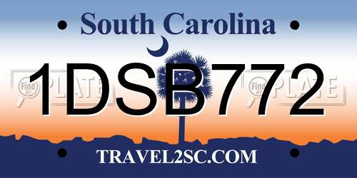 1DSB772 South Carolina License Plate