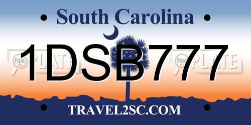 1DSB777 South Carolina License Plate