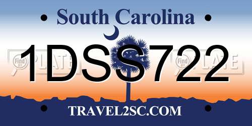 1DSS722 South Carolina License Plate