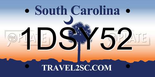1DSY52 South Carolina License Plate
