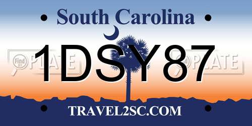 1DSY87 South Carolina License Plate
